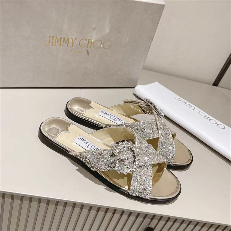 Best Replica Jimmy Choo Rhinestone C Buckle Slides - Colareps