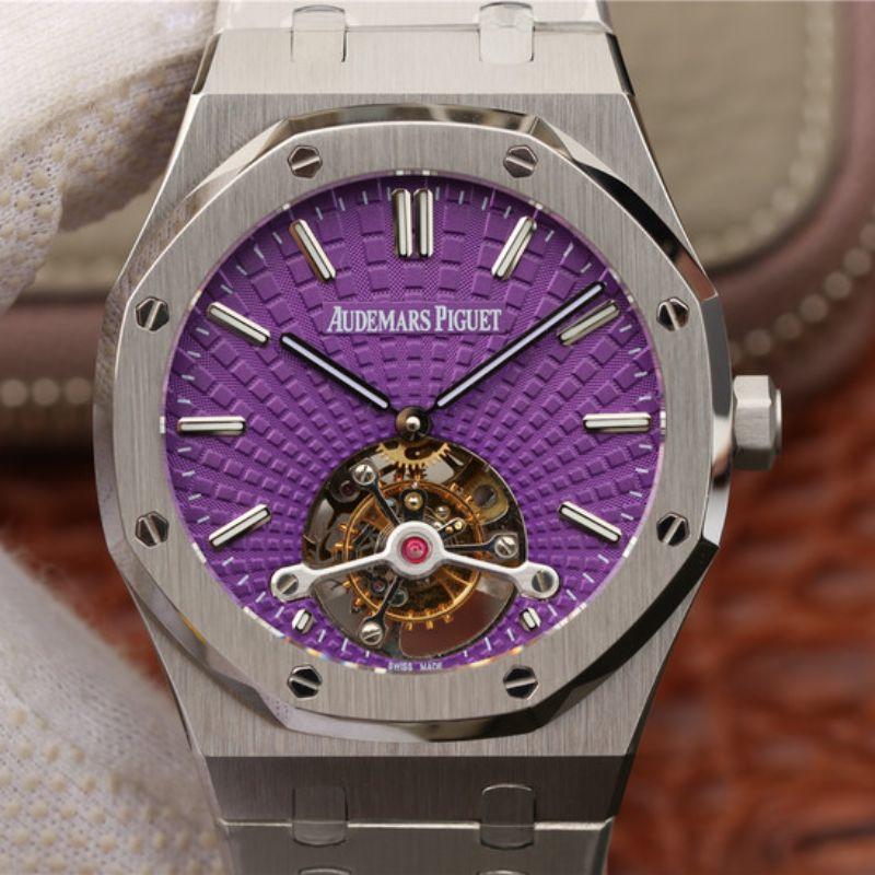 Best Replica Replica Audemars Piguet Royal Oak Tourbillon 26522ST.OO.1220ST.01 R8 Factory 1:1 Best Edition Swiss Tourbillon Purple Dial - Colareps