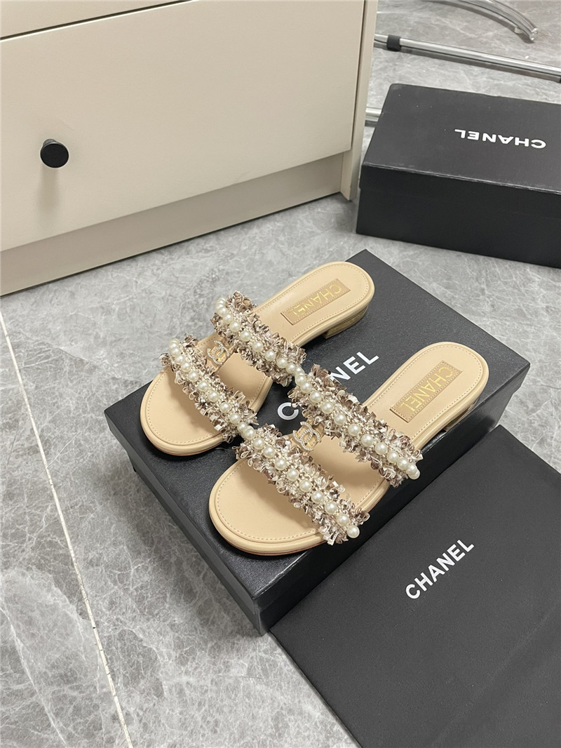 Best Replica Chanel new pearl buckle slippers - Colareps