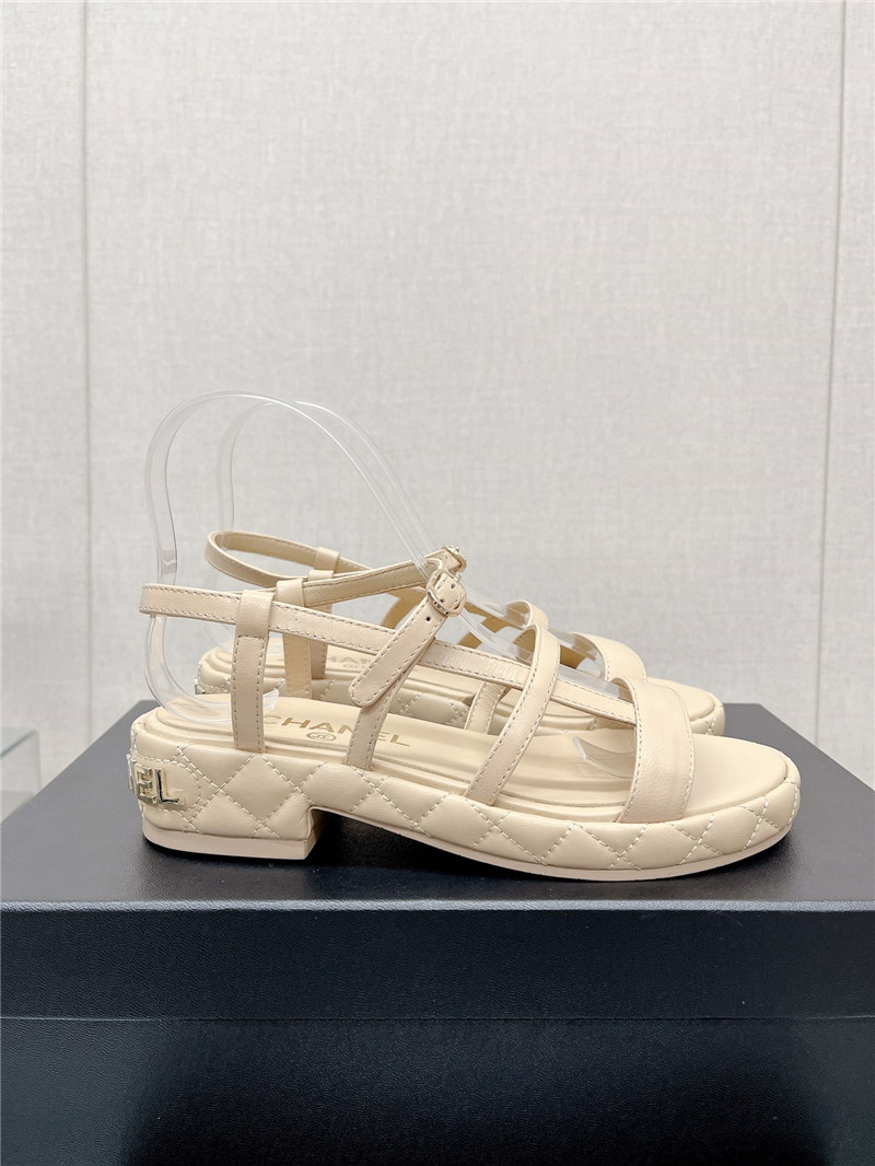 Best Replica Chanel rhombus platform thick heel sandals with thin straps - Colareps