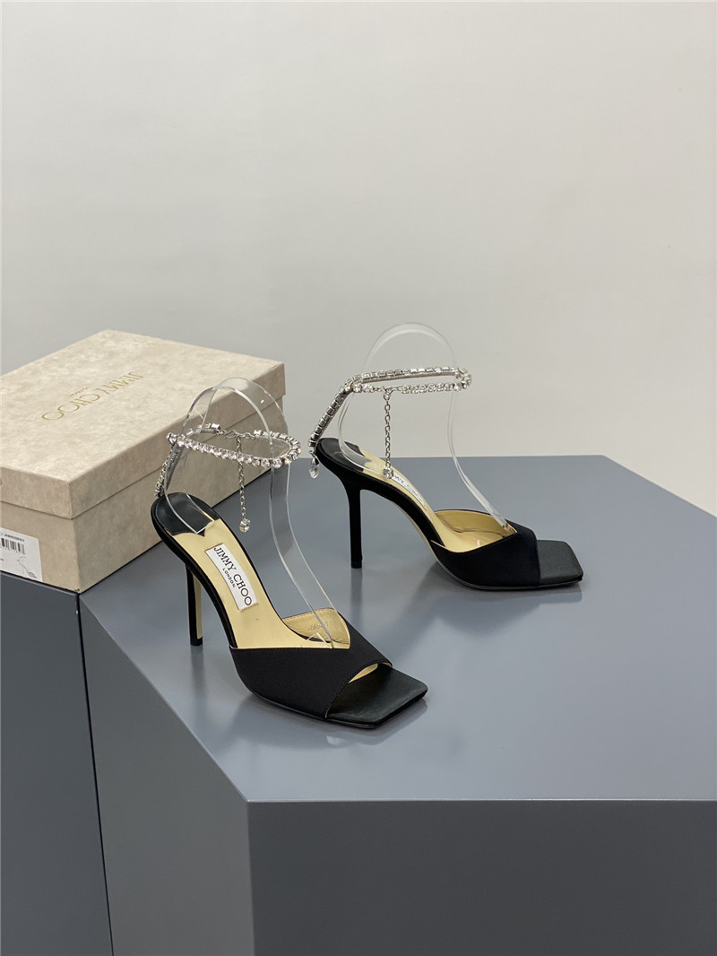 Best Replica Jimmy Choo Crystal Square Toe Fish Toe Sandals - Colareps