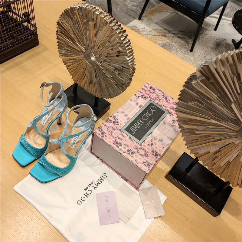 Best Replica Jimmy Choo blue color block hot diamond wedding shoes - Colareps