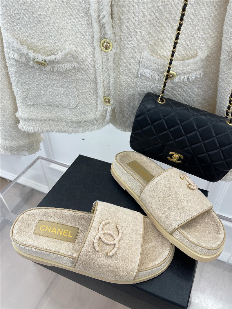 Best Replica chanel rhombus CC logo platform slippers - Colareps