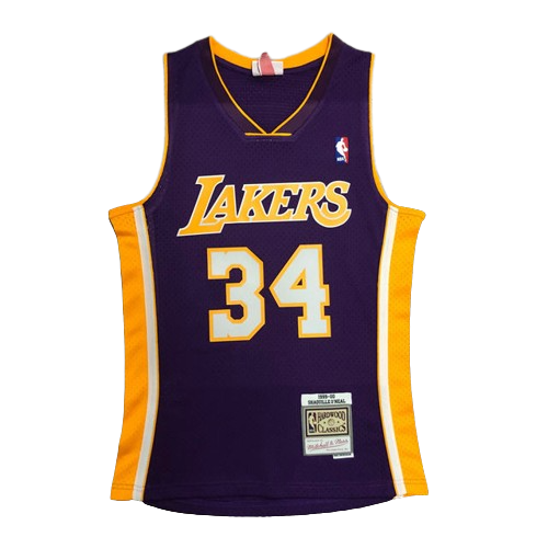 Best Replica SHAQUILLE O'NEAL LOS ANGELES LAKERS THROWBACK JERSEY (HEAT APPLIED) - Colareps