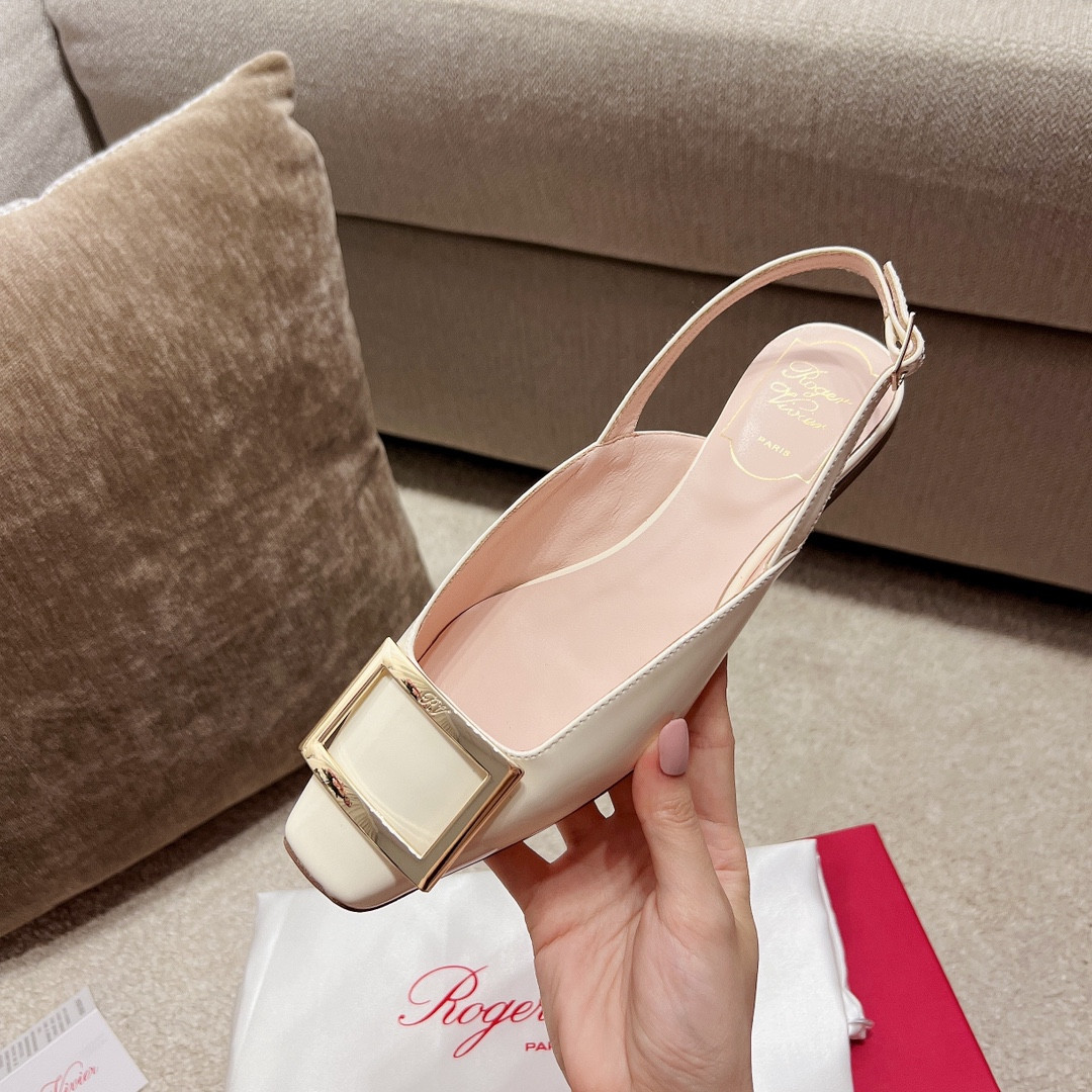 Best Replica Roger vivier Dupes square buckle chunky heel back sandals - Colareps
