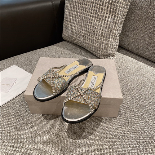 Best Replica jimmy choo rhinestone flat slippers - Colareps