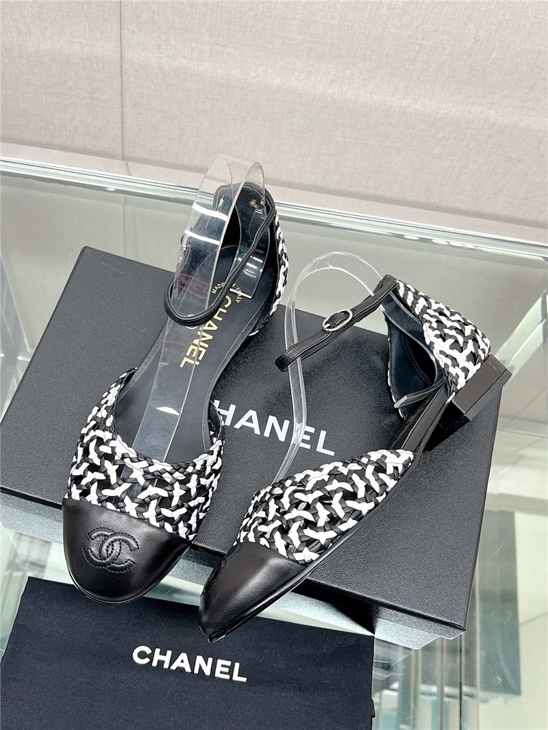Best Replica Chanel Mary Jane hollow woven sandals - Colareps