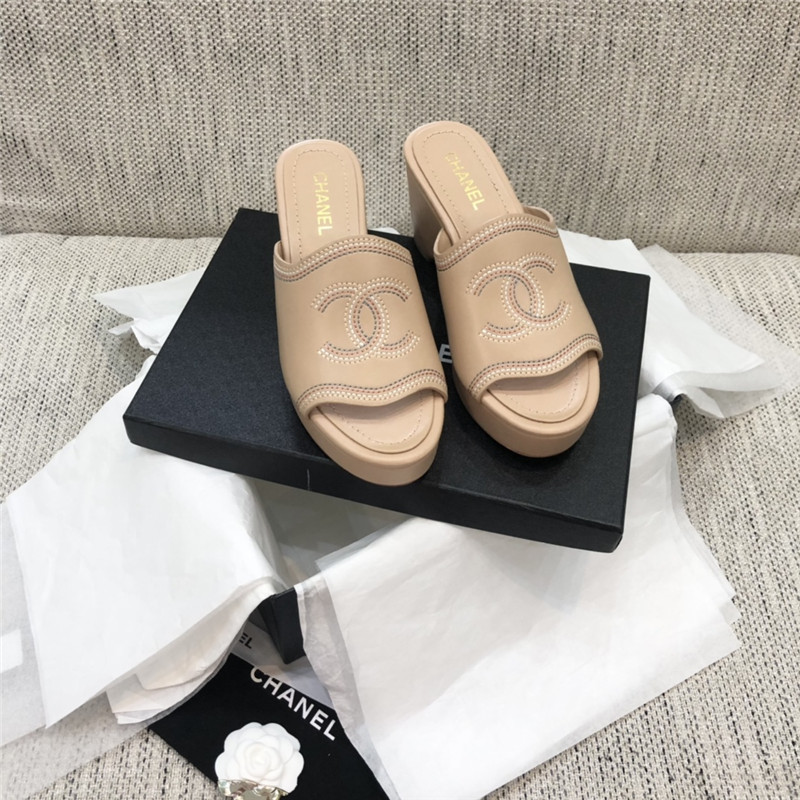 Best Replica chanel platform high heel slippers - Colareps