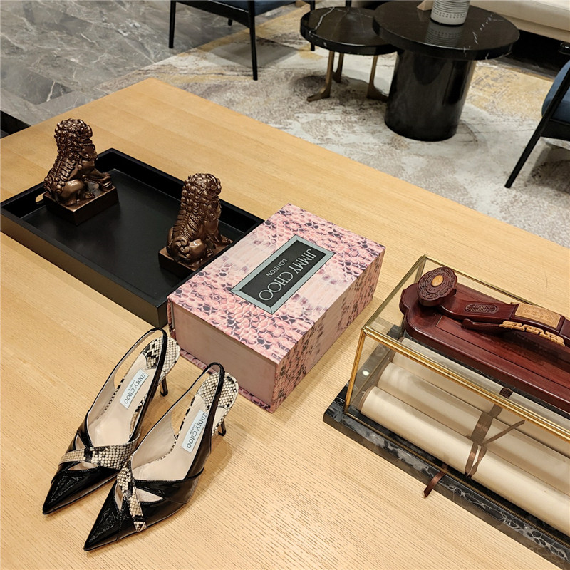 Best Replica Jimmy Choo high-heeled hollow leather style pointed sandals - Colareps