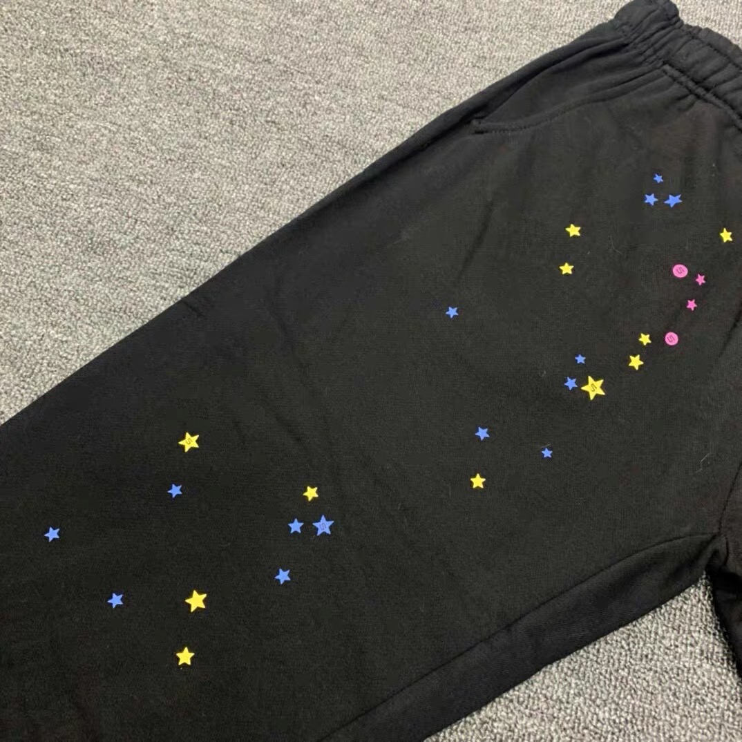 Best Replica Young Thug Sp5der pink letters logo black pants - Colareps