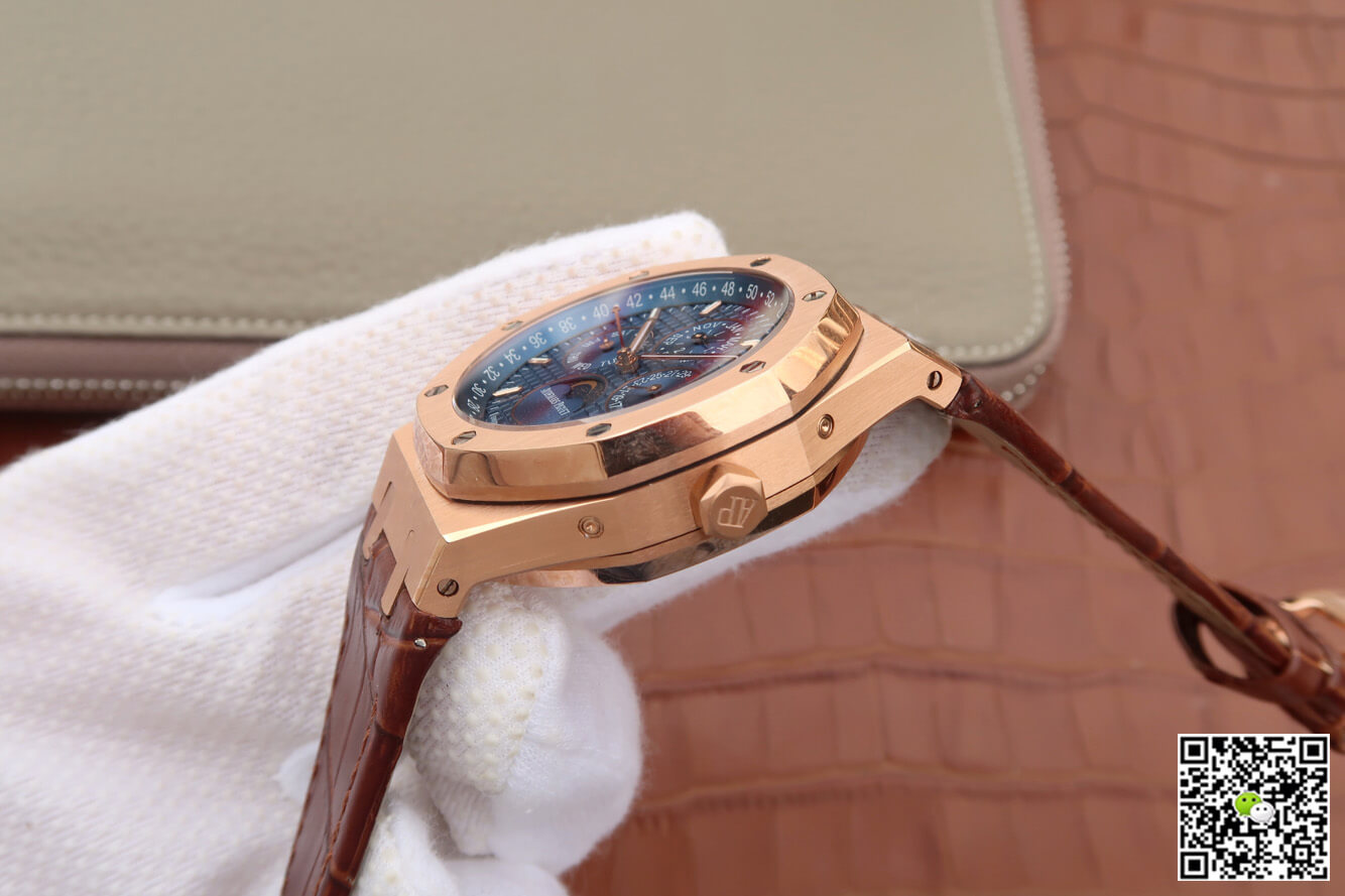 Best Replica Replica Audemars Piguet Royal Oak Perpetual Calendar 26574 1:1 Best Edition JF Factory Rose Gold Blue Dial - Colareps