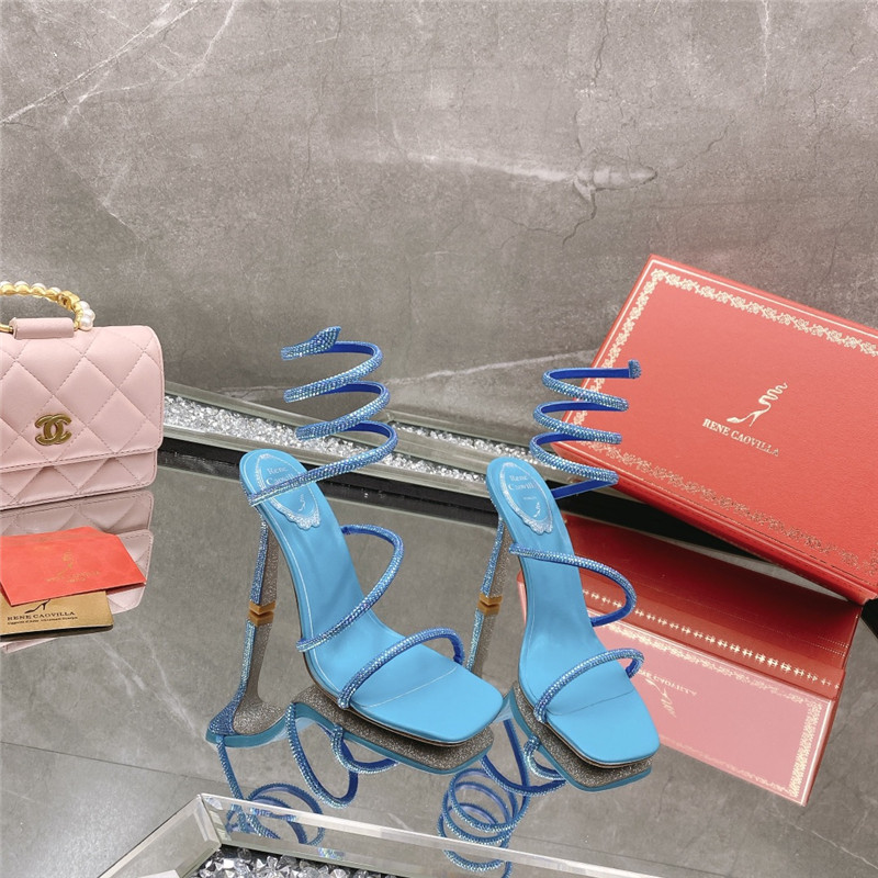 Best Replica Rene Caovilla Dupe R C diagonal strap rhinestone inlaid sandals - Colareps