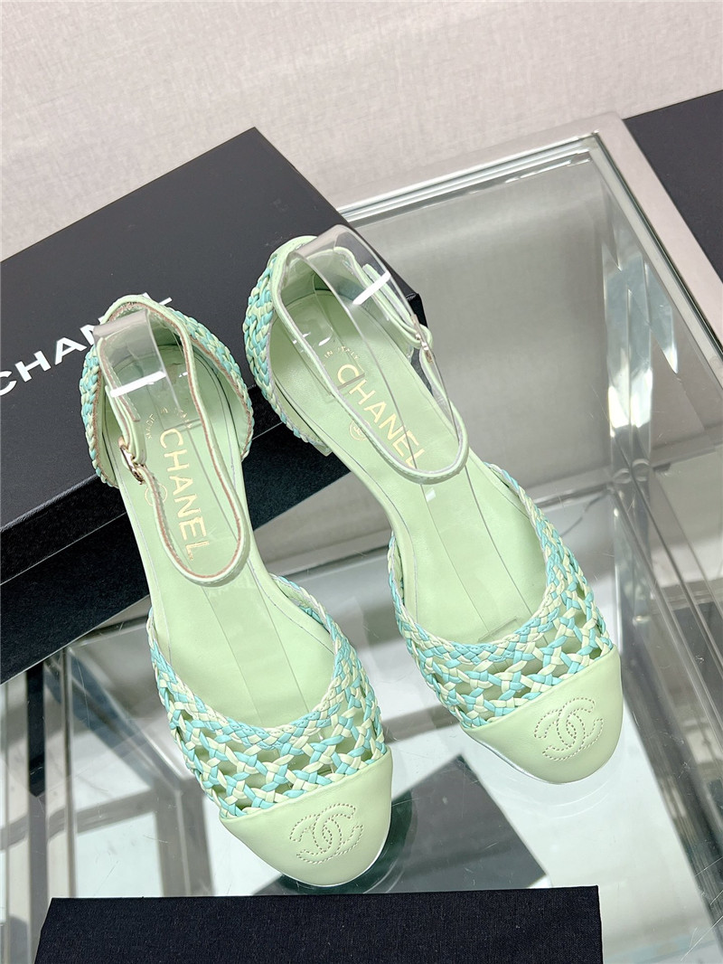 Best Replica Chanel Mary Jane hollow woven sandals - Colareps