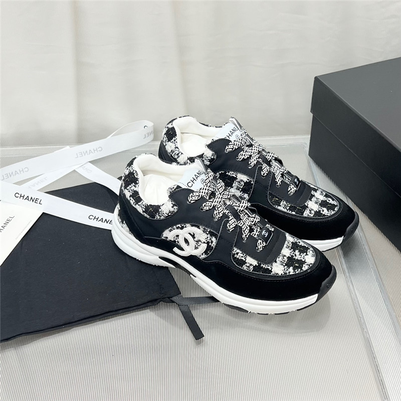 Best Replica Chanel plaid wool mosaic sneakers - Colareps