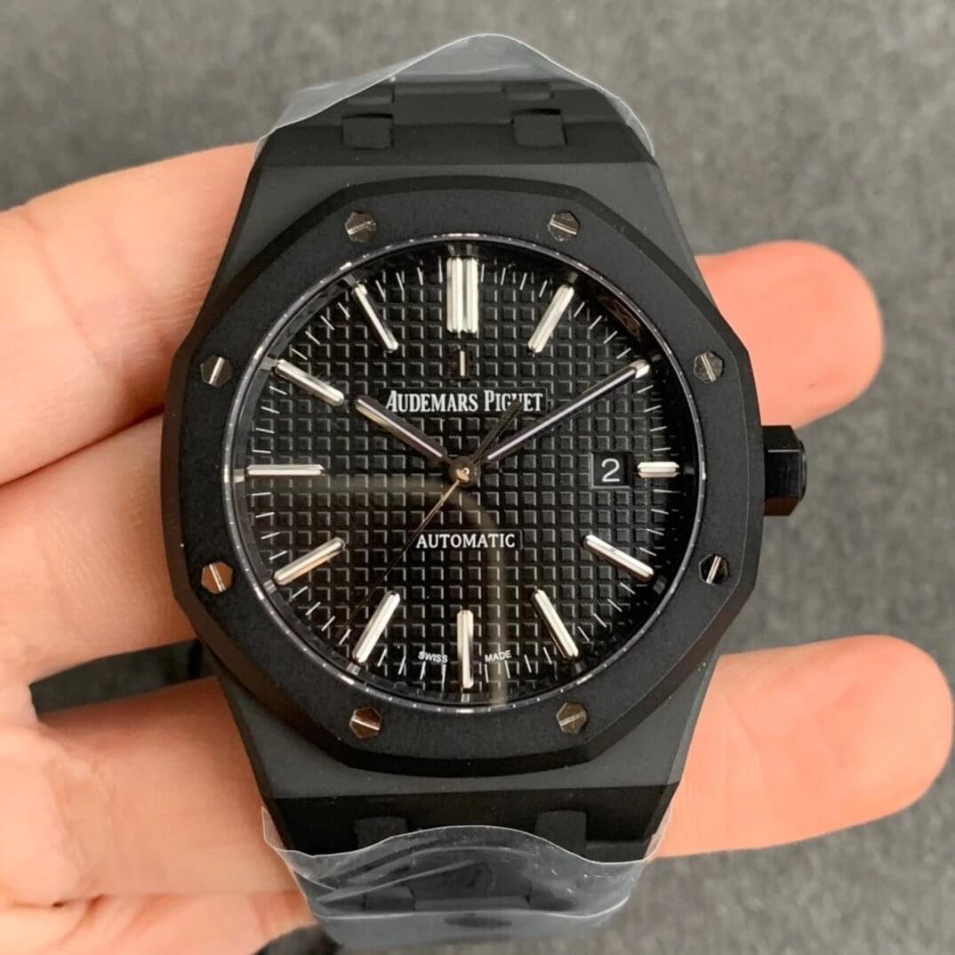 Best Replica Replica Audemars Piguet Royal Oak 15400 DLC Version 1:1 Best Edition ZF Factory Black Dial - Colareps