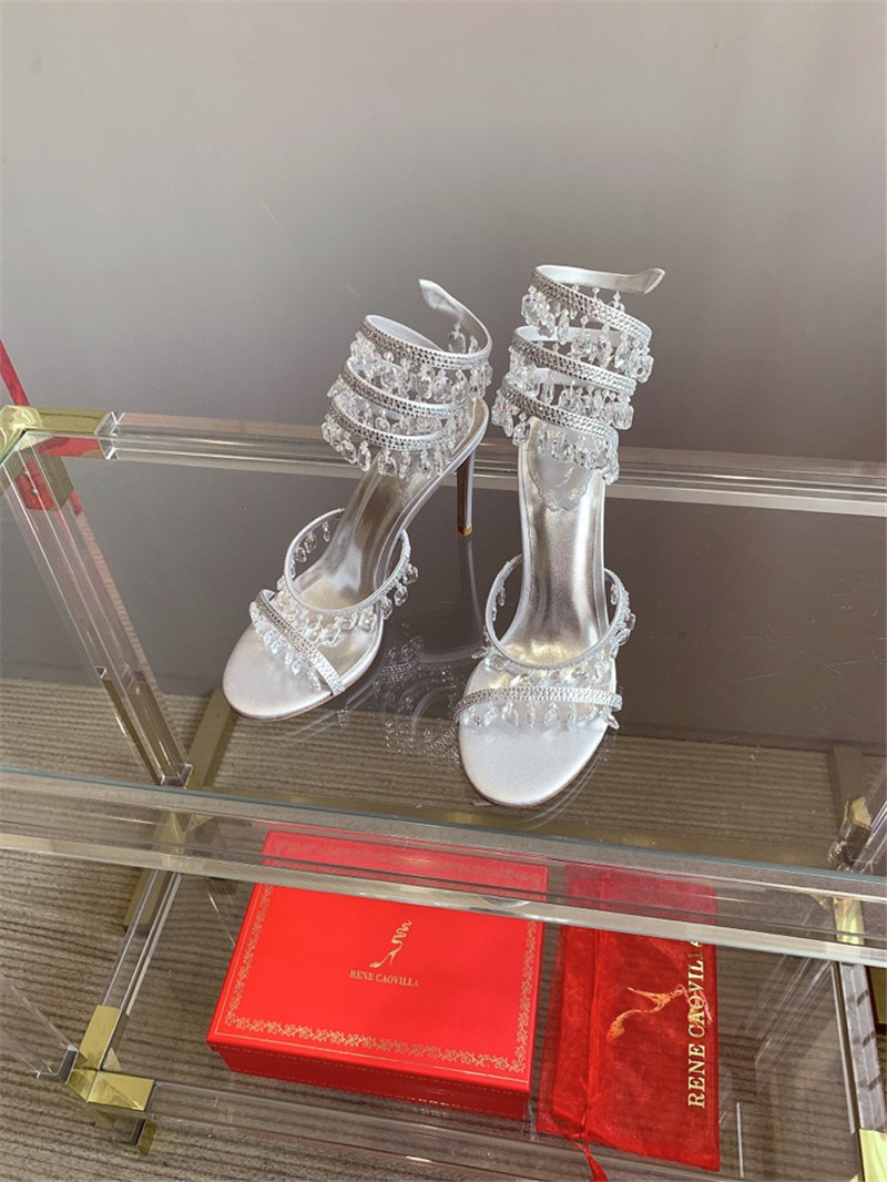 Best Replica rene caovilla crystal pendant heeled sandals - Colareps