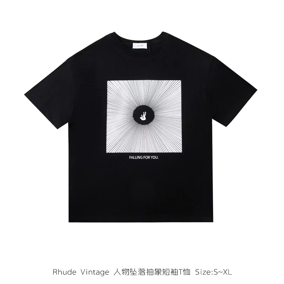Best Replica Rhude Replica Character fallen abstract short-sleeved T-shirt 2 colors - Colareps