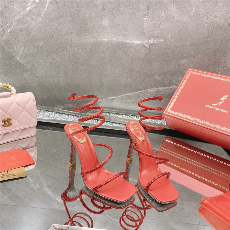 Best Replica Rene Caovilla Dupe R C diagonal strap rhinestone inlaid sandals - Colareps