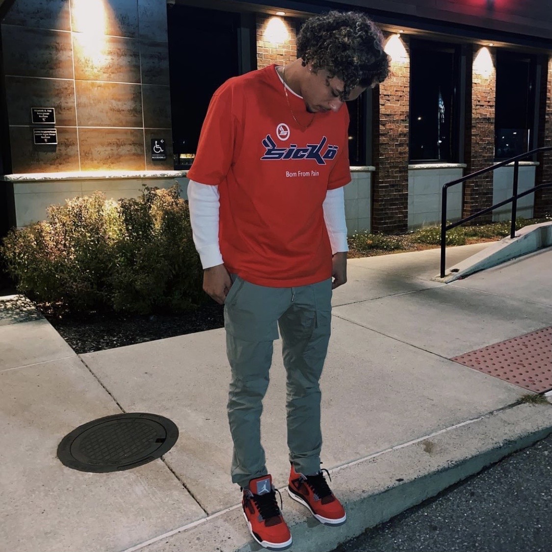 Best Replica 1:1 quality version Sicko.1993 navy blue logo red tee - Colareps