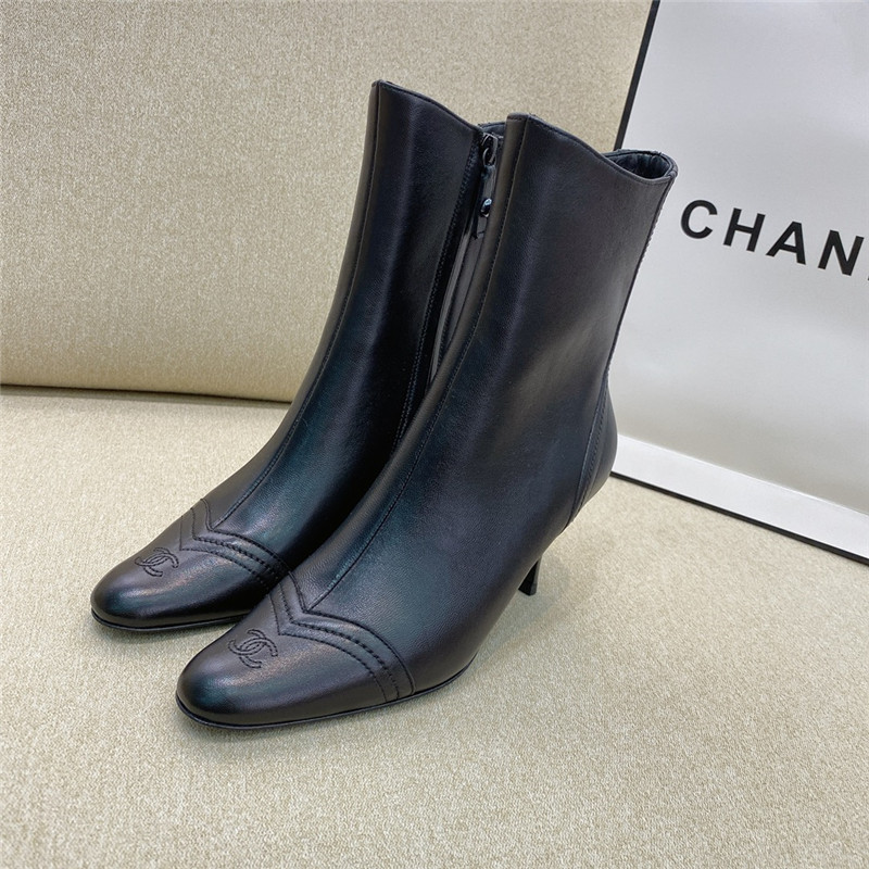 Best Replica chanel high-heeled pointed boots - Colareps