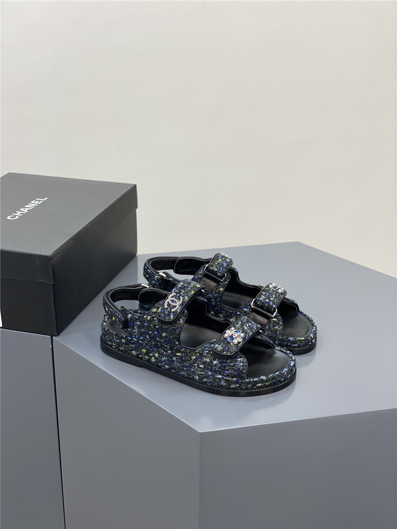 Best Replica chanel classic pearl buckle velcro gold coin sandals - Colareps