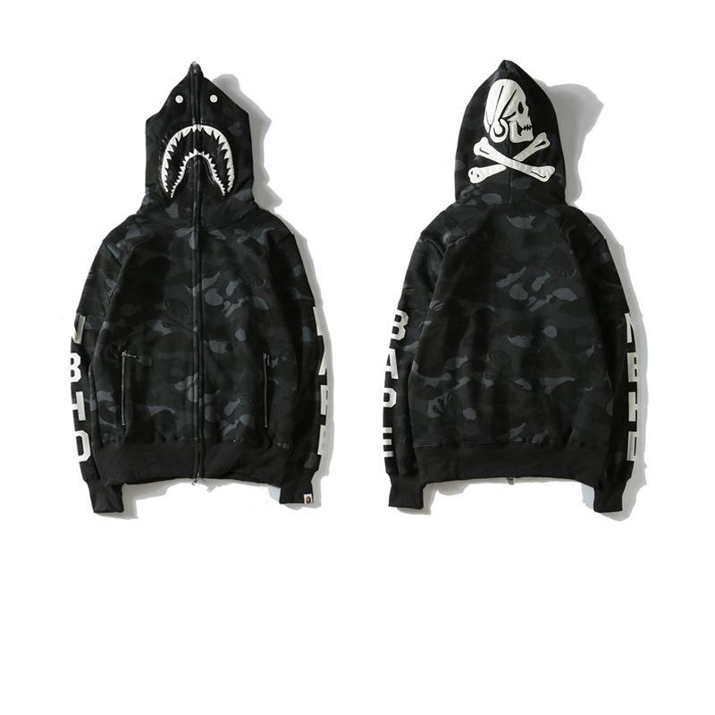 Best Replica Bape Shark Hoodies 21ss Skull Camo Full Zipper Sweatshirts - Colareps