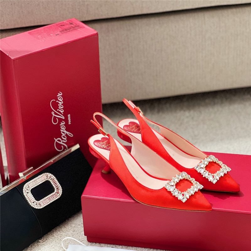 Best Replica Roger vivier buckle satin slingback shoes - Colareps