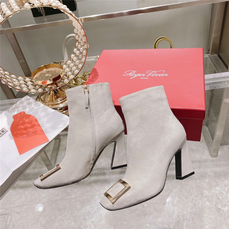 Best Replica roger vivier metal square buckle ankle boots - Colareps