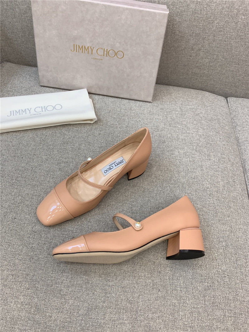 Best Replica Jimmy Choo New Thick Heel Mary Jane Shoes - Colareps