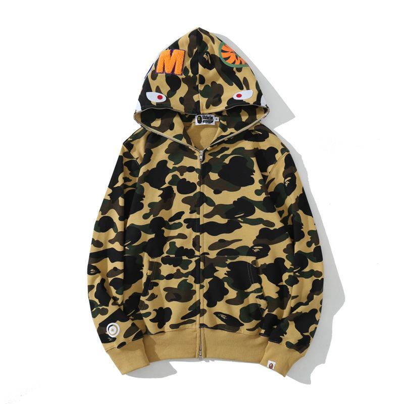 Best Replica Bape Shark Hoodies Classical Camo Full Zipper Sweatshirts - Colareps