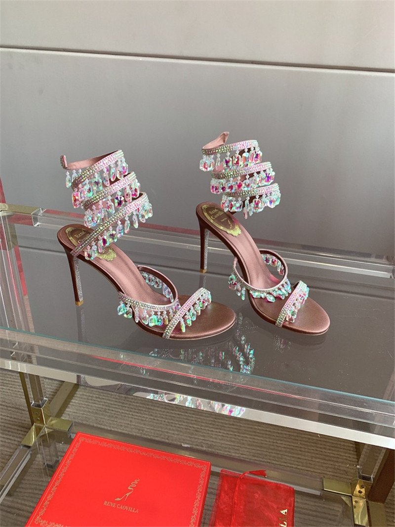 Best Replica rene caovilla crystal pendant heeled sandals - Colareps