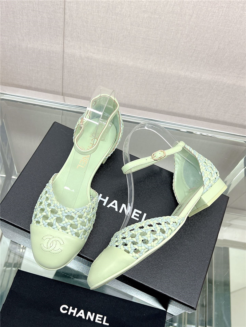 Best Replica Chanel Mary Jane hollow woven sandals - Colareps