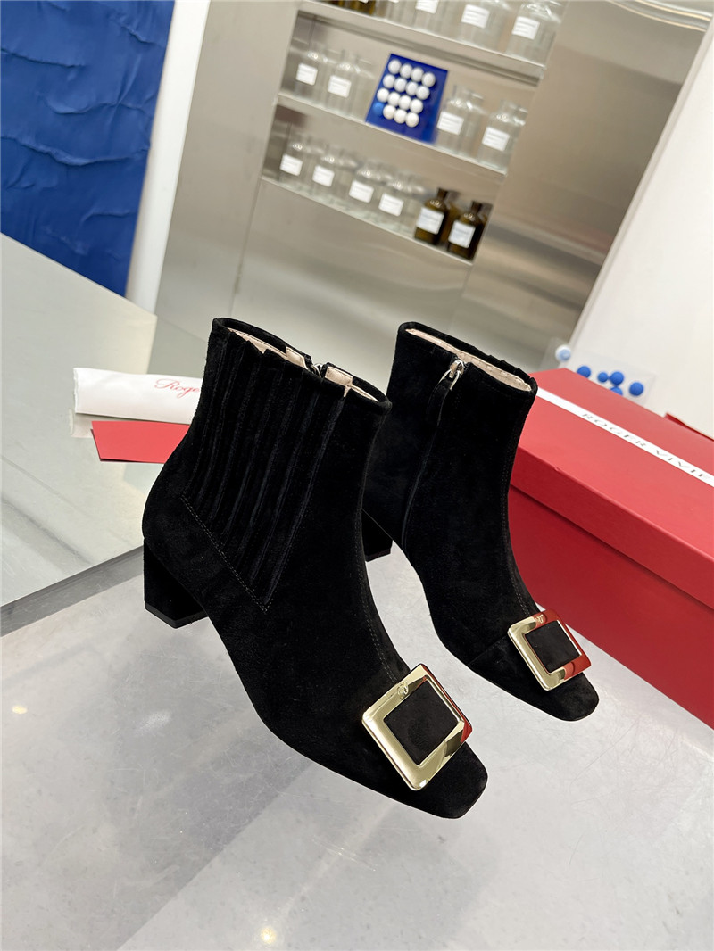 Best Replica roger vivier metal square buckle ankle boots - Colareps