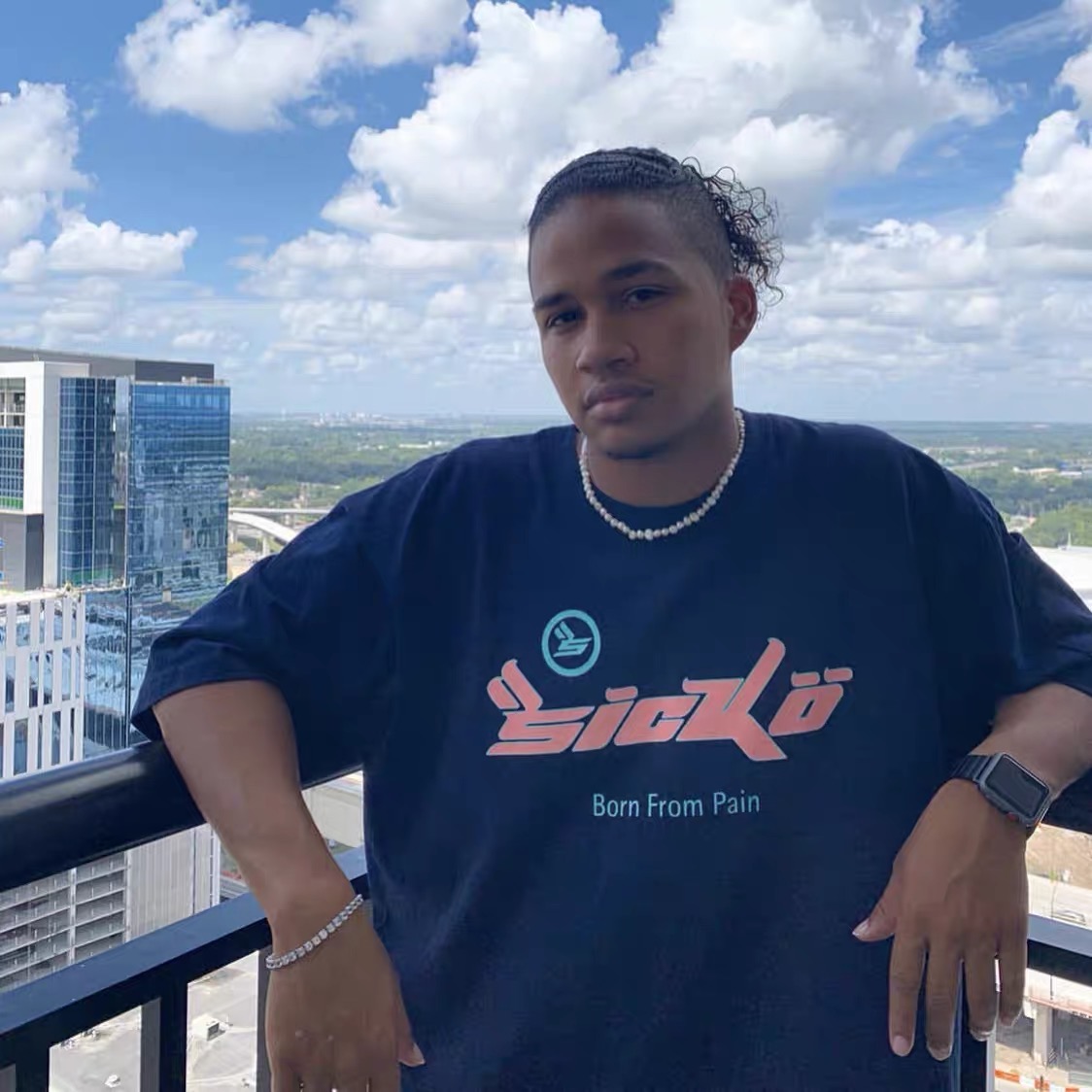 Best Replica [Special offer items] Sicko.1993 pink classic logo navy blue tee - Colareps