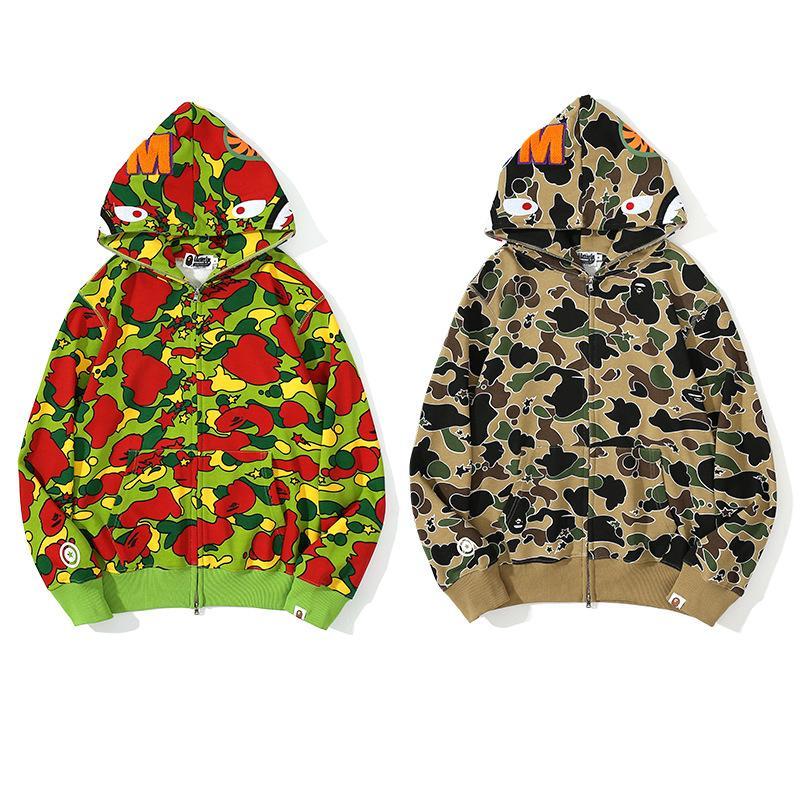Best Replica Bape Shark Hoodies Camo Zip Hooder mens womens sweatshirt - Colareps