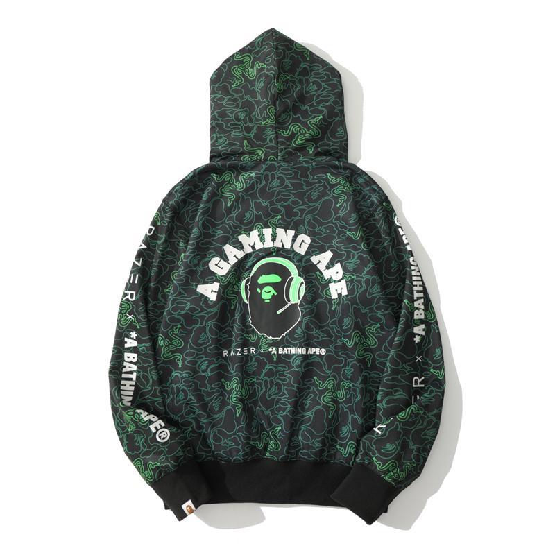Best Replica Bape x RAZER Hoodie Camo Green - Colareps