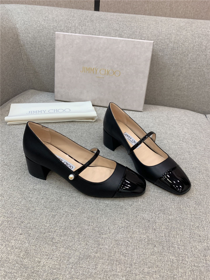 Best Replica Jimmy Choo New Thick Heel Mary Jane Shoes - Colareps