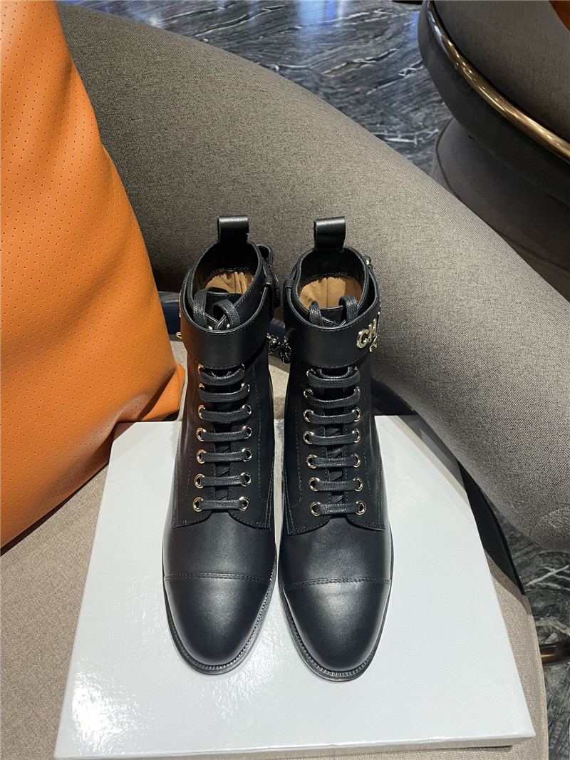 Best Replica chanel chain lace up ankle boots - Colareps