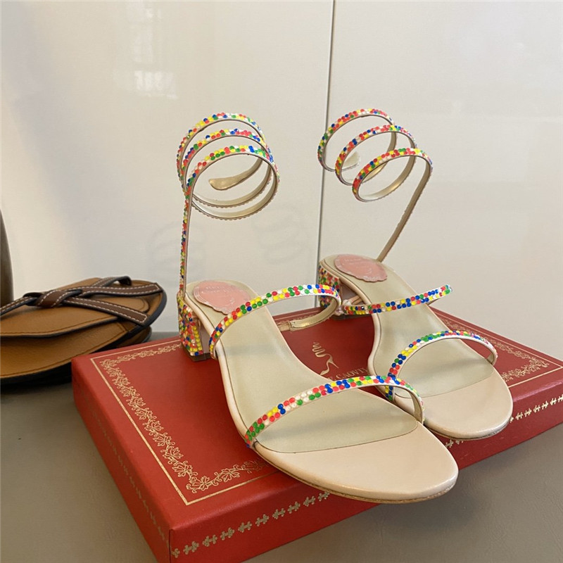 Best Replica Rene Caovilla Satin Snake-coil Sandals - Colareps