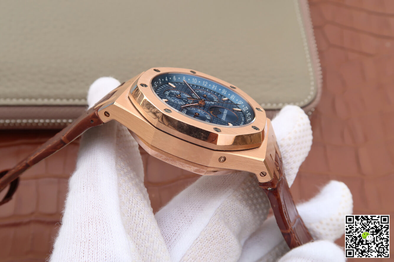 Best Replica Replica Audemars Piguet Royal Oak Perpetual Calendar 26574 1:1 Best Edition JF Factory Rose Gold Blue Dial - Colareps