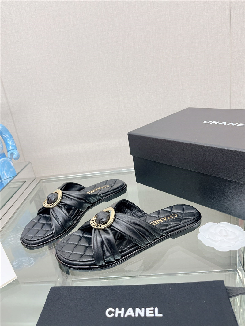 Best Replica chanel cross strap round buckle slippers - Colareps