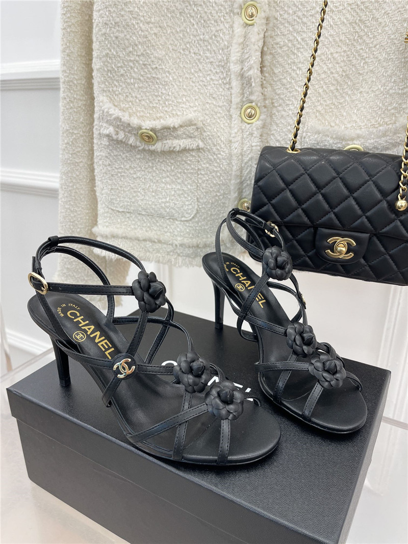 Best Replica Chanel Camellia High Heel Sandals - Colareps