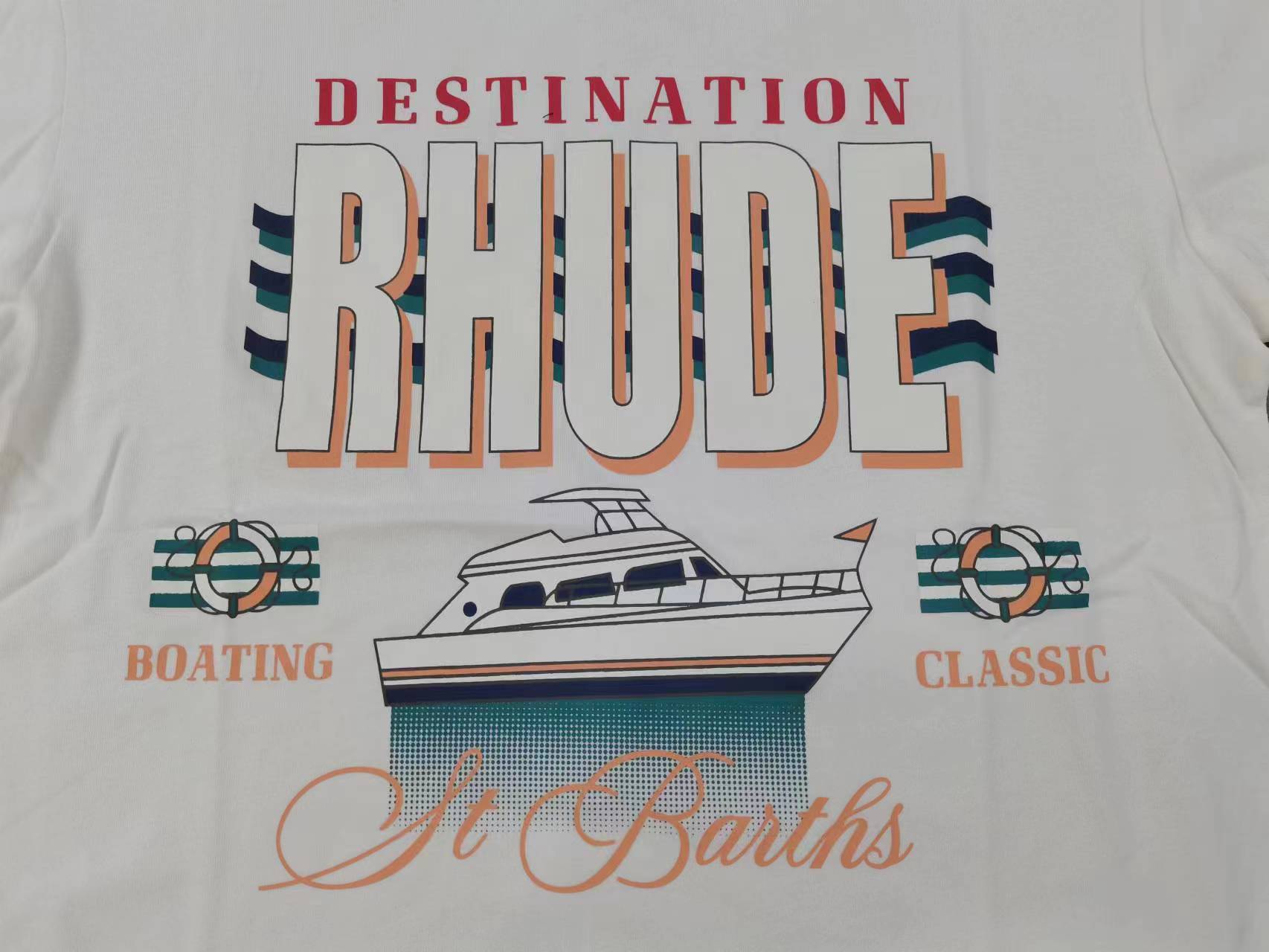 Best Replica Nautical Cruise Wave Print Crew Neck tee - Colareps