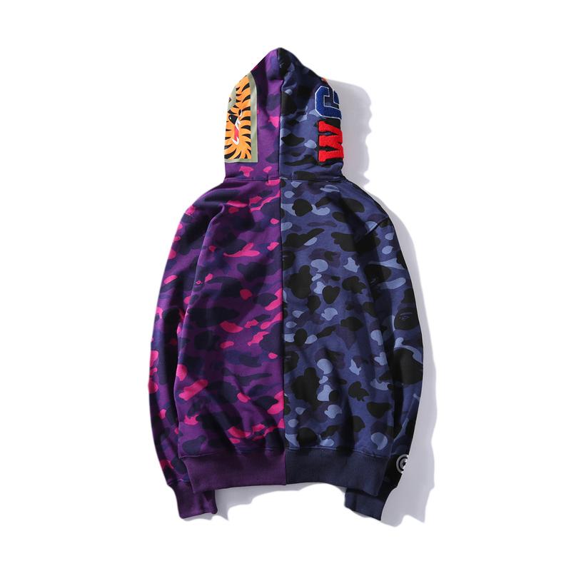 Best Replica Bape Full Zip Shark Hoodie Camo Purple - Colareps