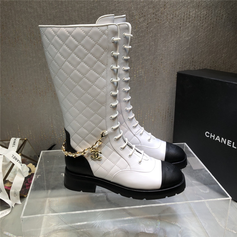 Best Replica chanel classic diamond chain strap long boots - Colareps