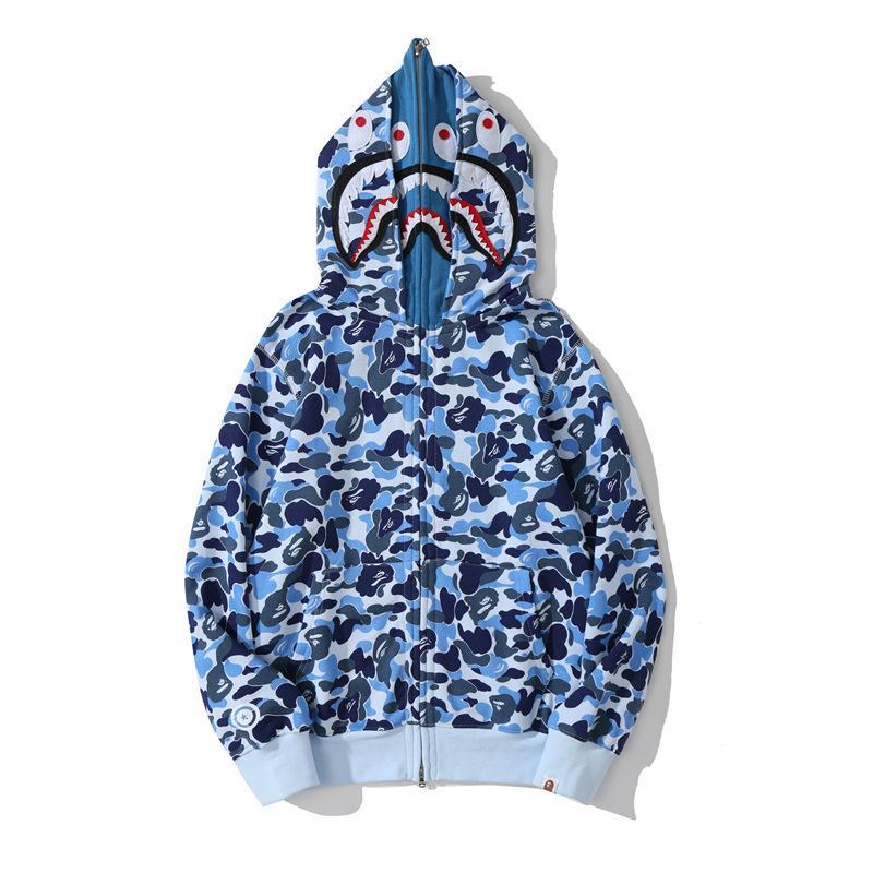 Best Replica Bape Shark Hoodie Full Zipper Double Hooded Sweatshirt - Colareps