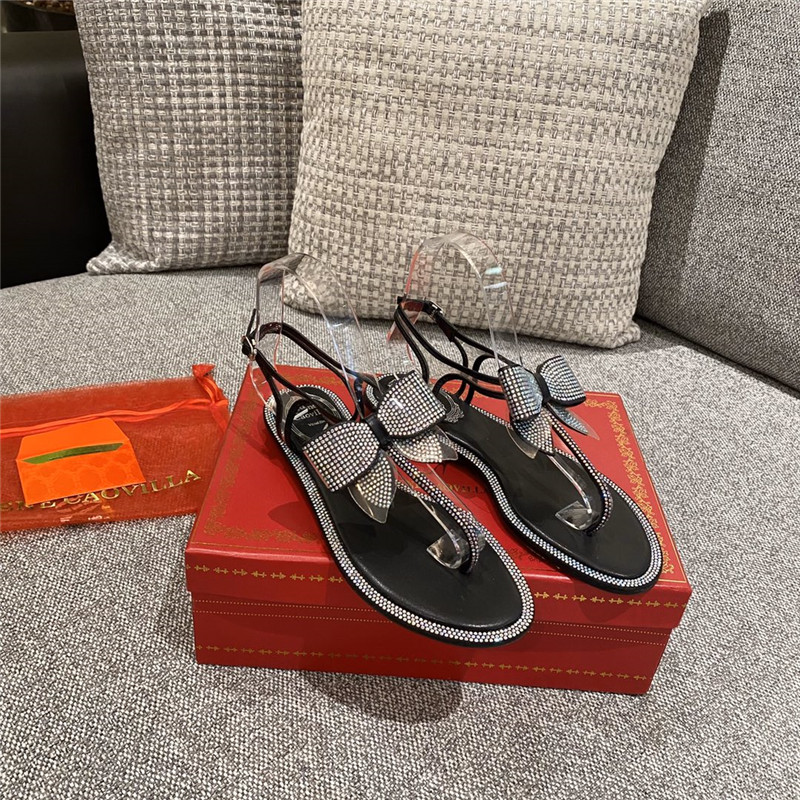 Best Replica rene caovilla flip flops bow flat sandals - Colareps