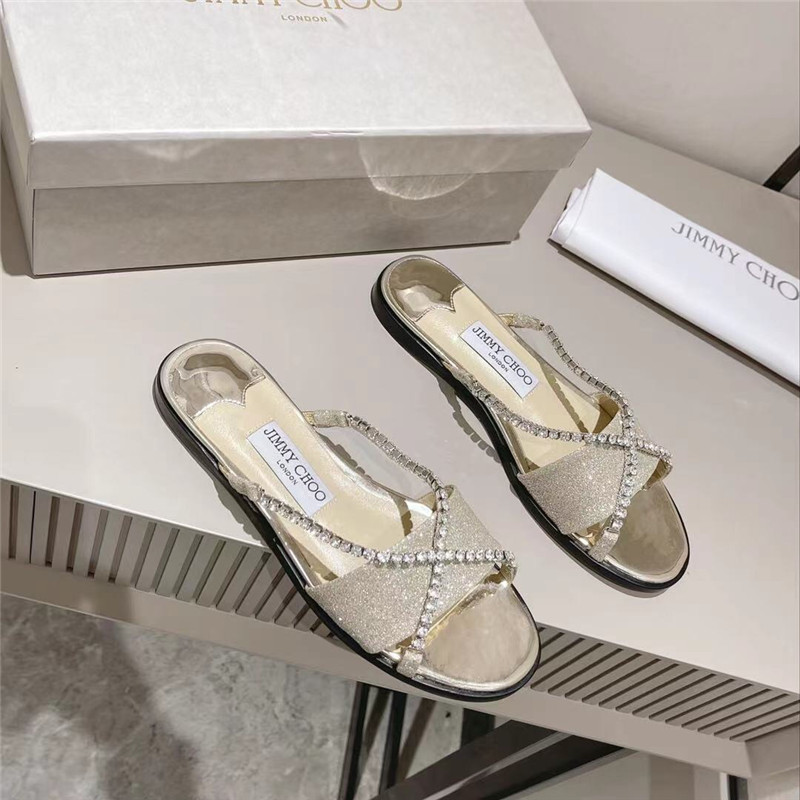 Best Replica Jimmy Choo strappy rhinestone slides - Colareps
