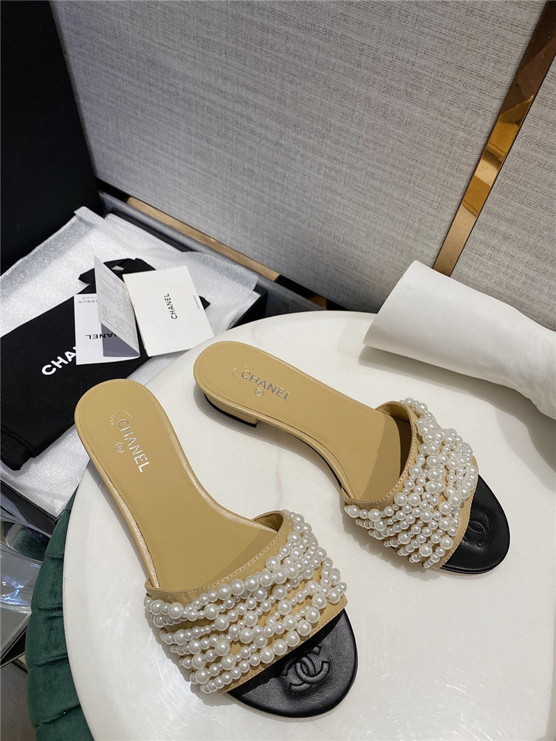 Best Replica CHANEL pearl slippers replica shoes fake shoes - Colareps