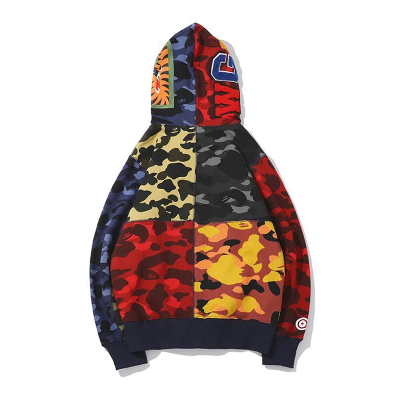 Best Replica BAPE Mix Camo Shark Hoodie Multi - Colareps